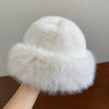 Chapeau Style Mongol Peluche Blanc Hiver