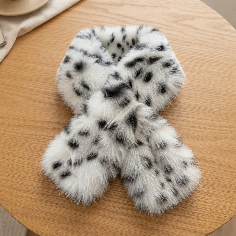 Foulard Peluche Imprimé Léopard Hiver