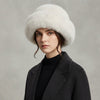 Chapeau Style Mongol Peluche Blanc Hiver
