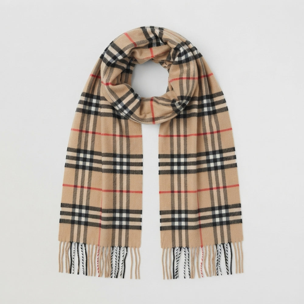 Foulard Châle Plaid Camel Imitation Cachemire