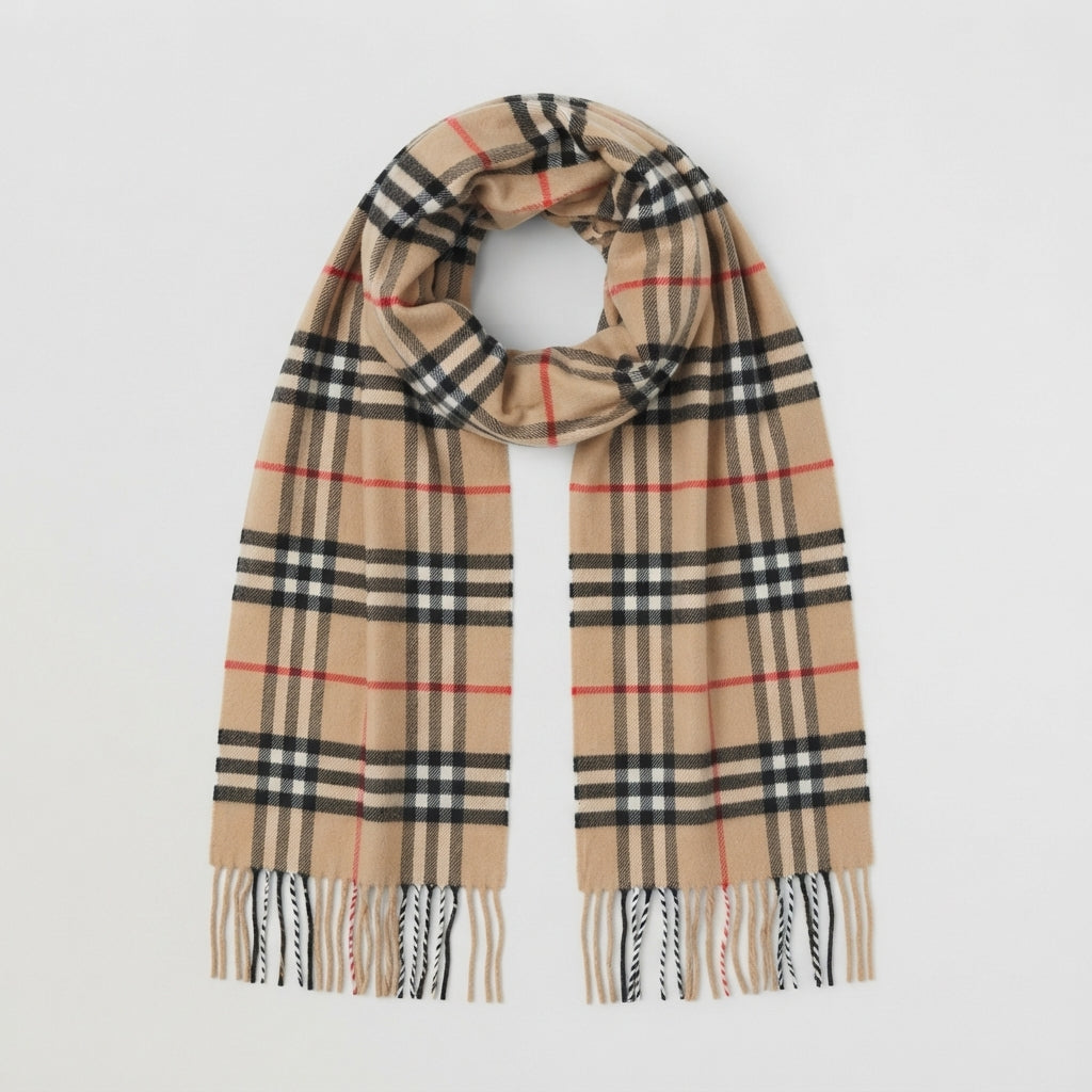 Foulard Châle Plaid Camel Imitation Cachemire