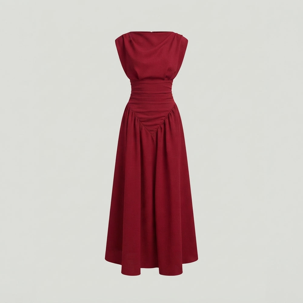 Robe Fourreau Plissée Unie