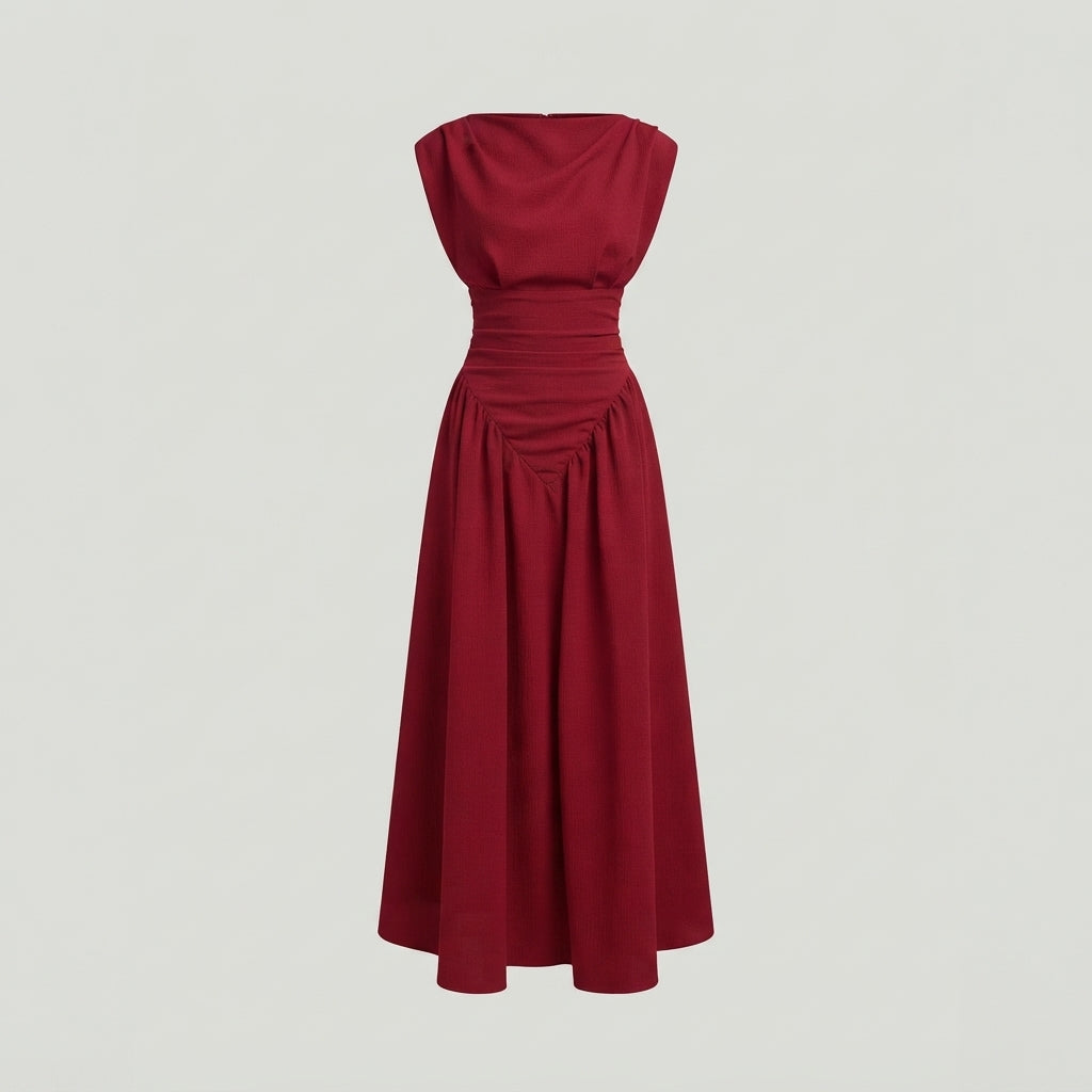 Robe Fourreau Plissée Unie