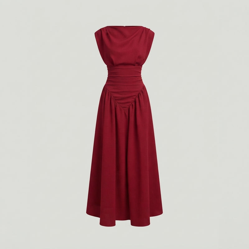 Robe Fourreau Plissée Unie