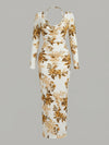 Robe Maxi Imprimée Col Carré