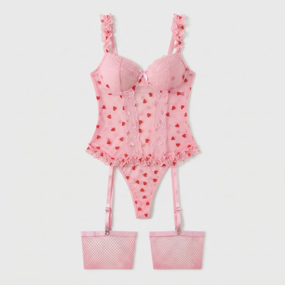 Teddy Lingerie Dentelle Cœur Moulant