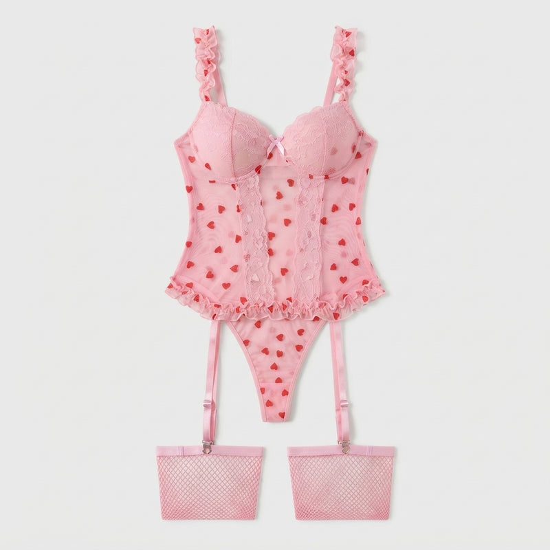 Teddy Lingerie Dentelle Cœur Moulant