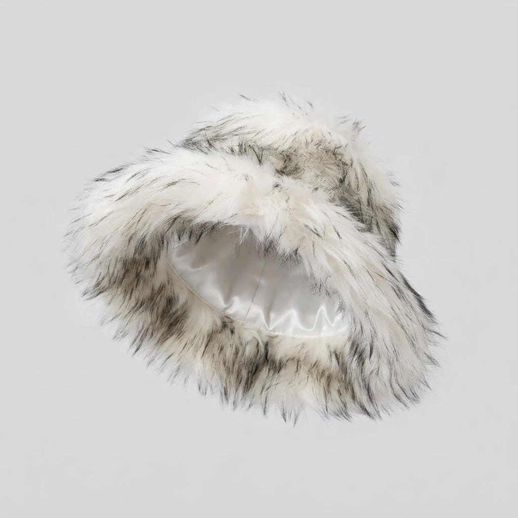 Chapeau Canotier Fausse Fourrure Bicolore