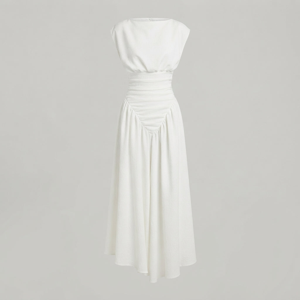 Robe Fourreau Plissée Unie