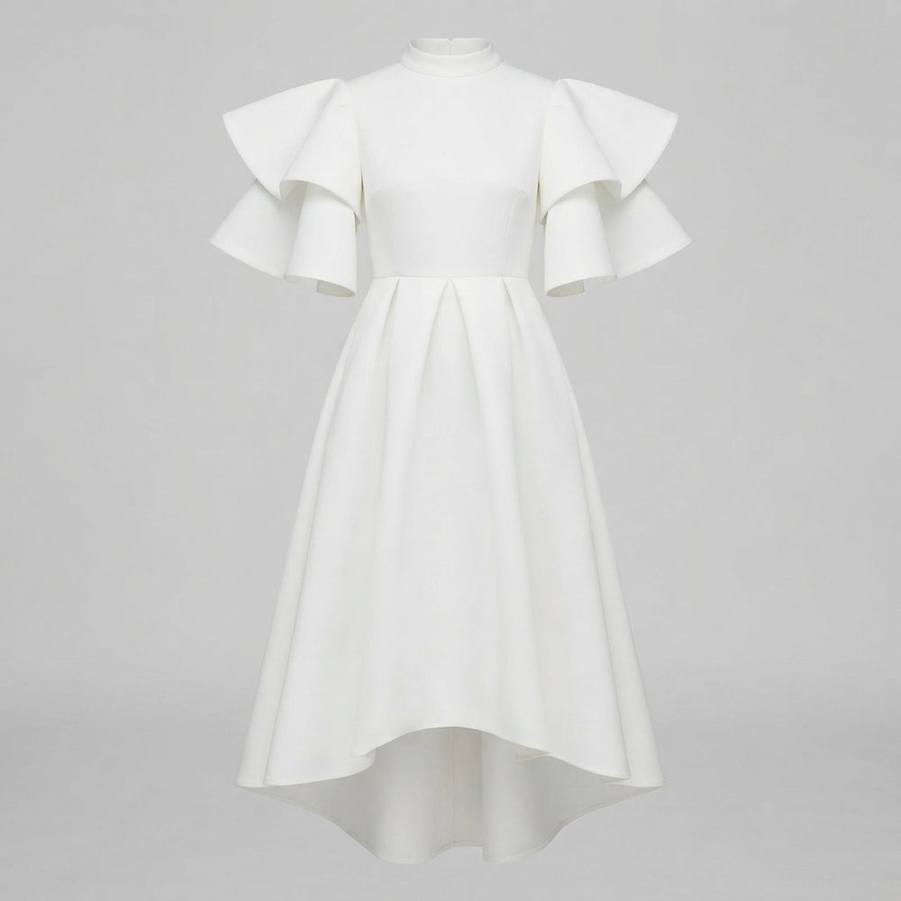 Robe Midi Blanche Volantée