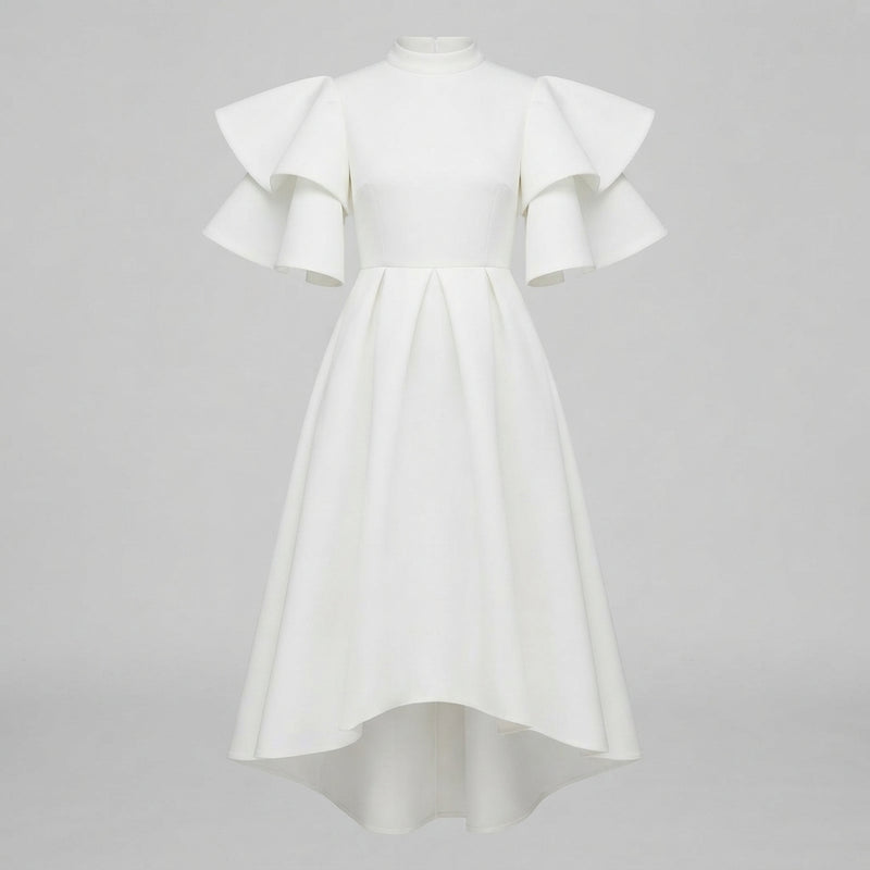 Robe Midi Blanche Volantée