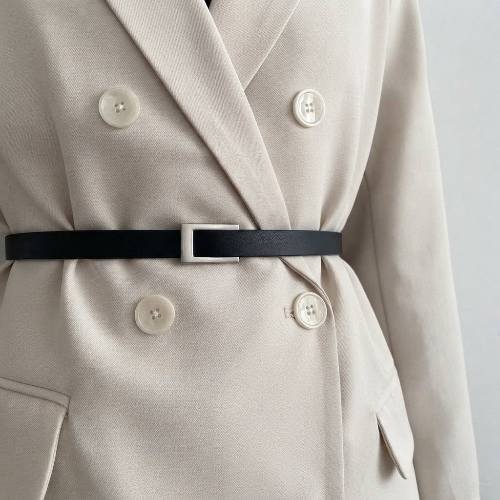Ceinture Faux Cuir À Carreaux Vintage