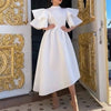 Robe Midi Blanche Volantée