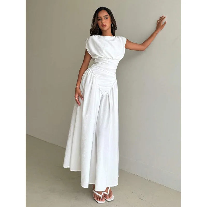 Robe Fourreau Plissée Unie