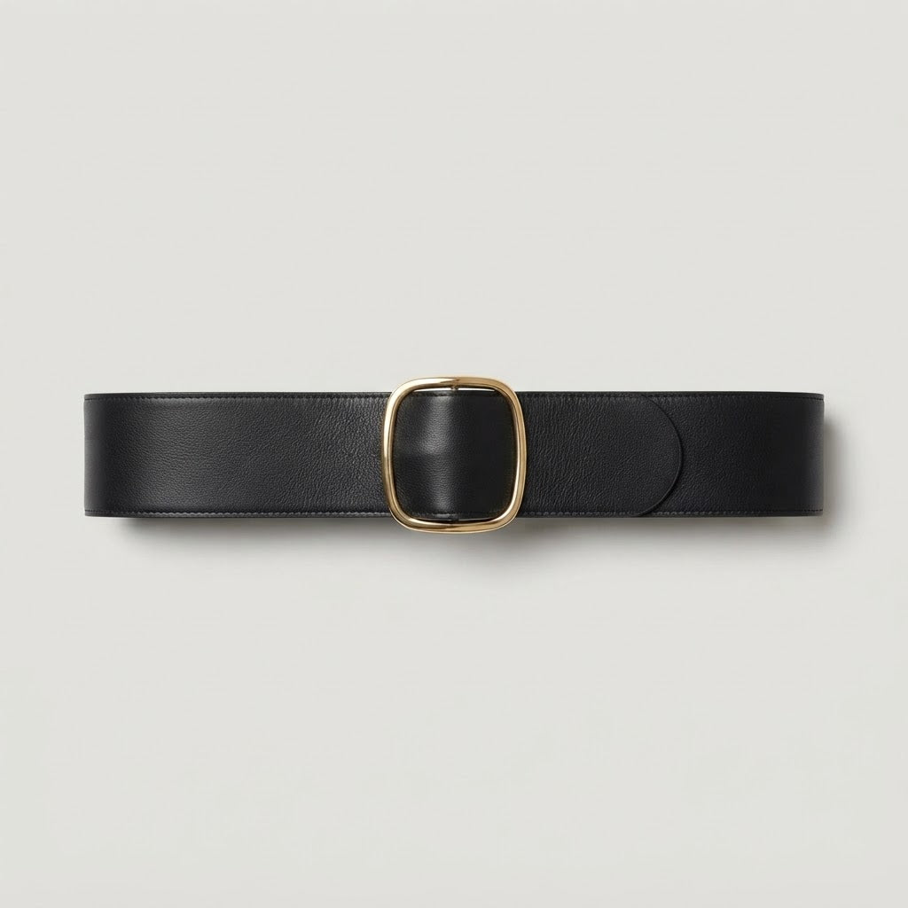 Ceinture Large Faux Cuir Boucle Alliage